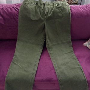 Relaxed Fit Christopher & Banks Green Jeans, size 14P